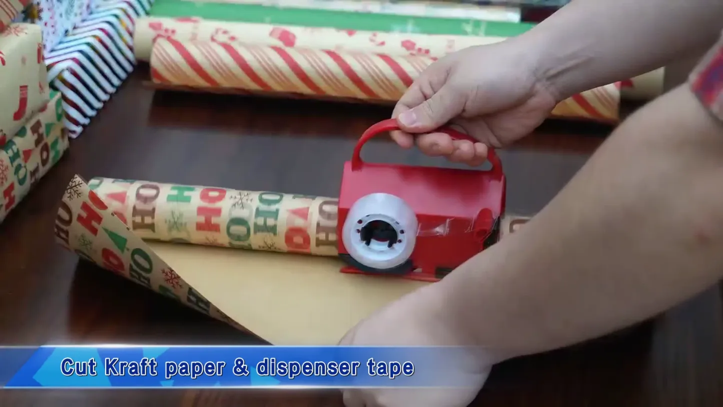 Wrapping Paper Cutter & Tape Dispenser, Dual Use Holiday Gift Wrap Cutter Tool Paper Roll Holder Tube - MyJigsawPuzzleAu
