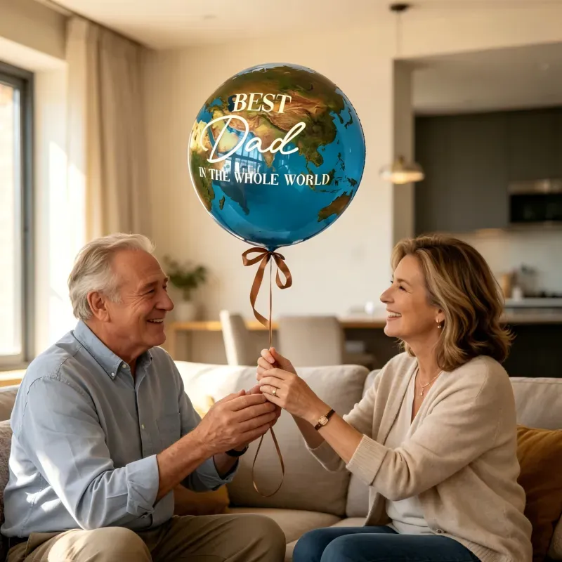 Best Dad In The Whole World Balloon Personalized Earth-Shaped Balloon Set Father's Day Gift for Dad or for Grandpa