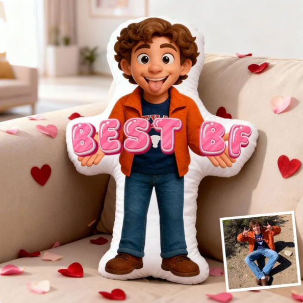 Personalized Photo to Cartoon Pillow, Custom Photo Couple Portrait Cushion, Valentine’s Day For Couple, Wedding Anniversary Gift for Him Her