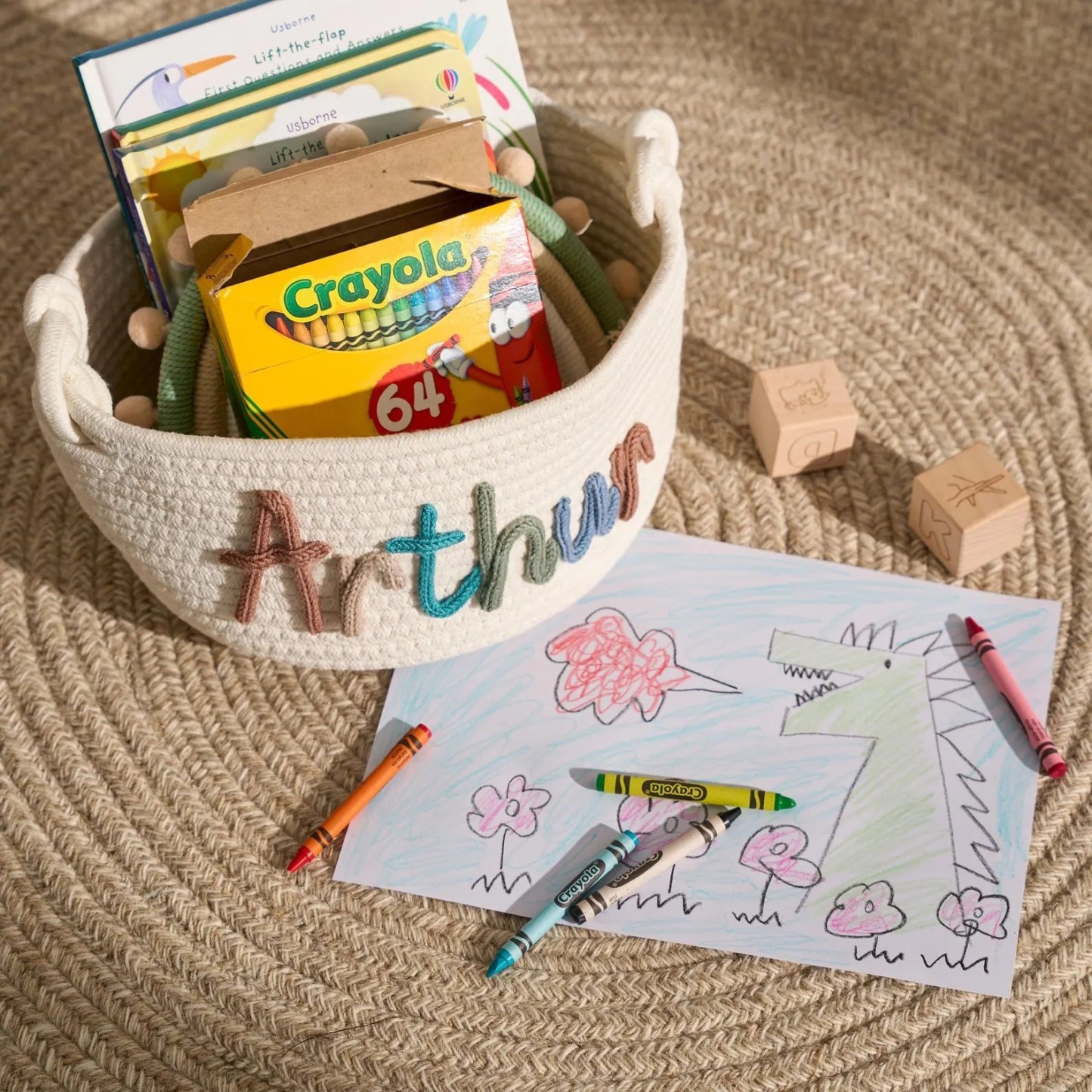 Name Handmade Basket  Home Storage Baby Shower Gifts Baby Toys Basket Toy Basket  Baby Name Gift - MyJigsawPuzzleAu