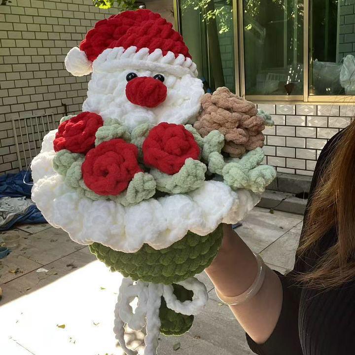 Handmade Christmas Crochet Flower Bouquet Festive Crochet Flower Arrangement Holiday Gift for Couples - MyJigsawPuzzleAu