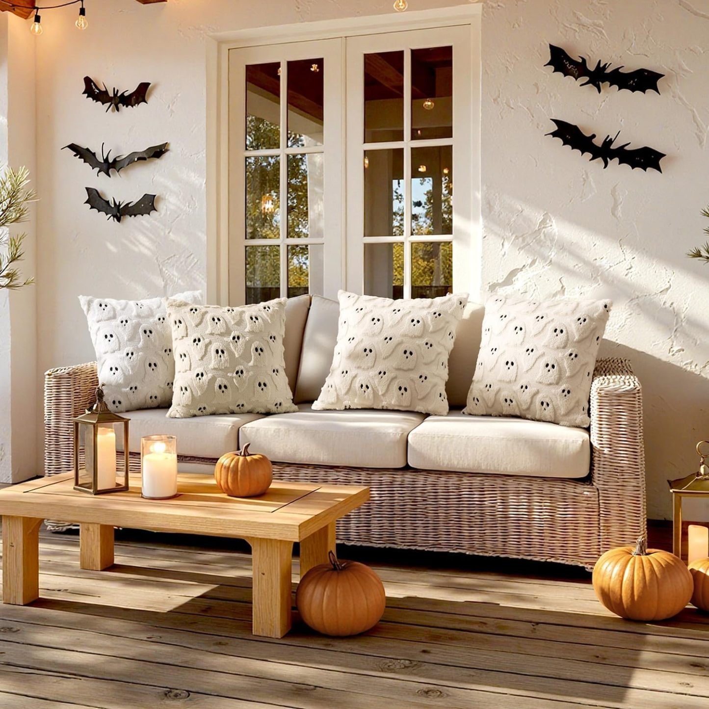 Halloween Pillow Covers Cute Ghost Decor Set of 2 18x18 - MyJigsawPuzzleAu