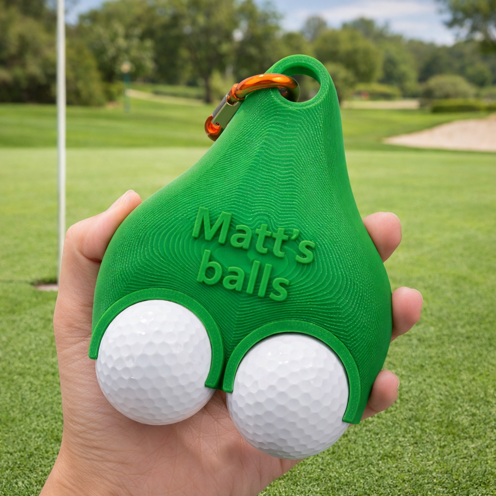 Personalized 3D Printed Text Funny Multicolor Golf Ball Holder with Clip Golf Club Accessory Sports Birthday Christmas Gift for Golf Lover