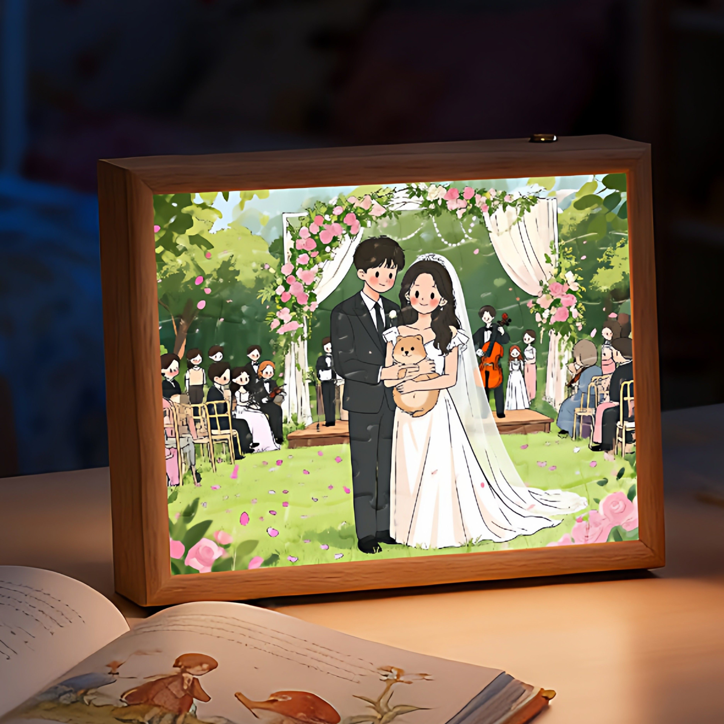 Personalized Photo Puzzle 48-63 Piece LED Acrylic Light Up Jigsaw with Wooden Frame Birthday Gift - makephotopuzzleuk