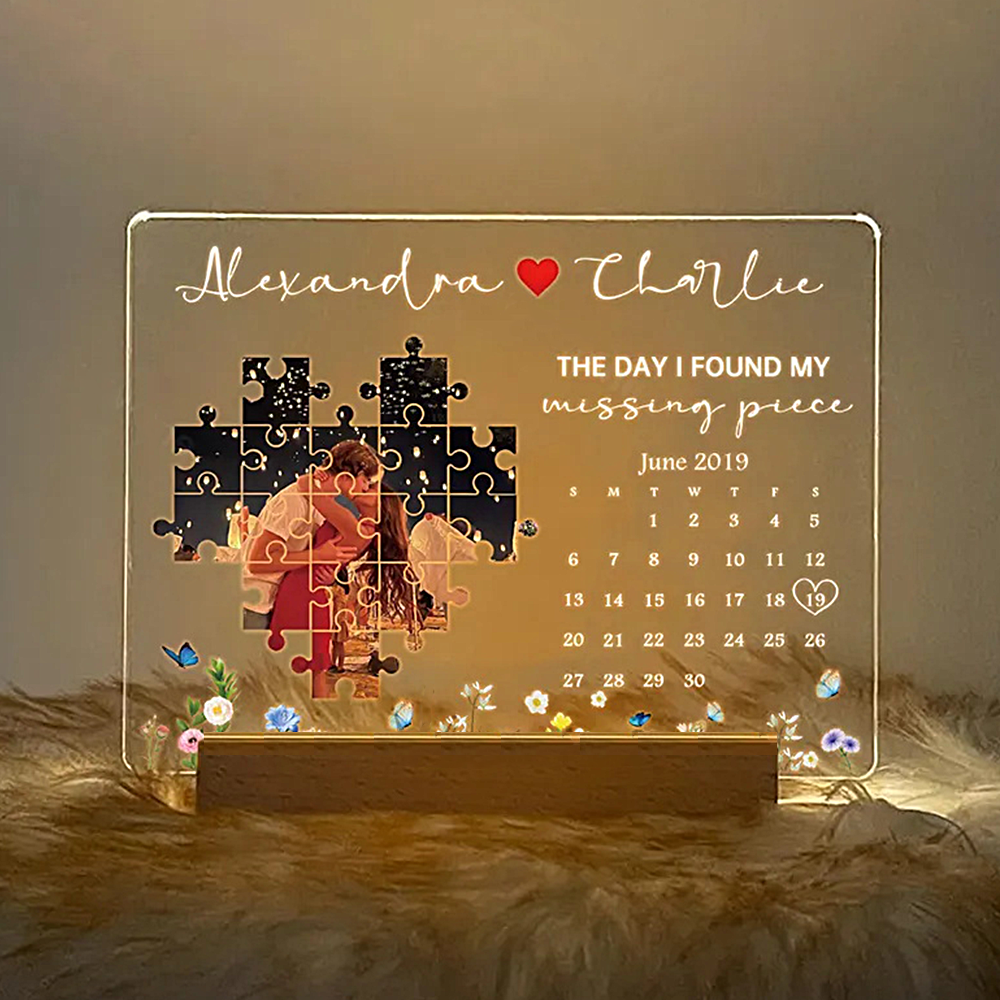 The Day I Found My Missing Piece Light Frame Personalized Gift Valenti