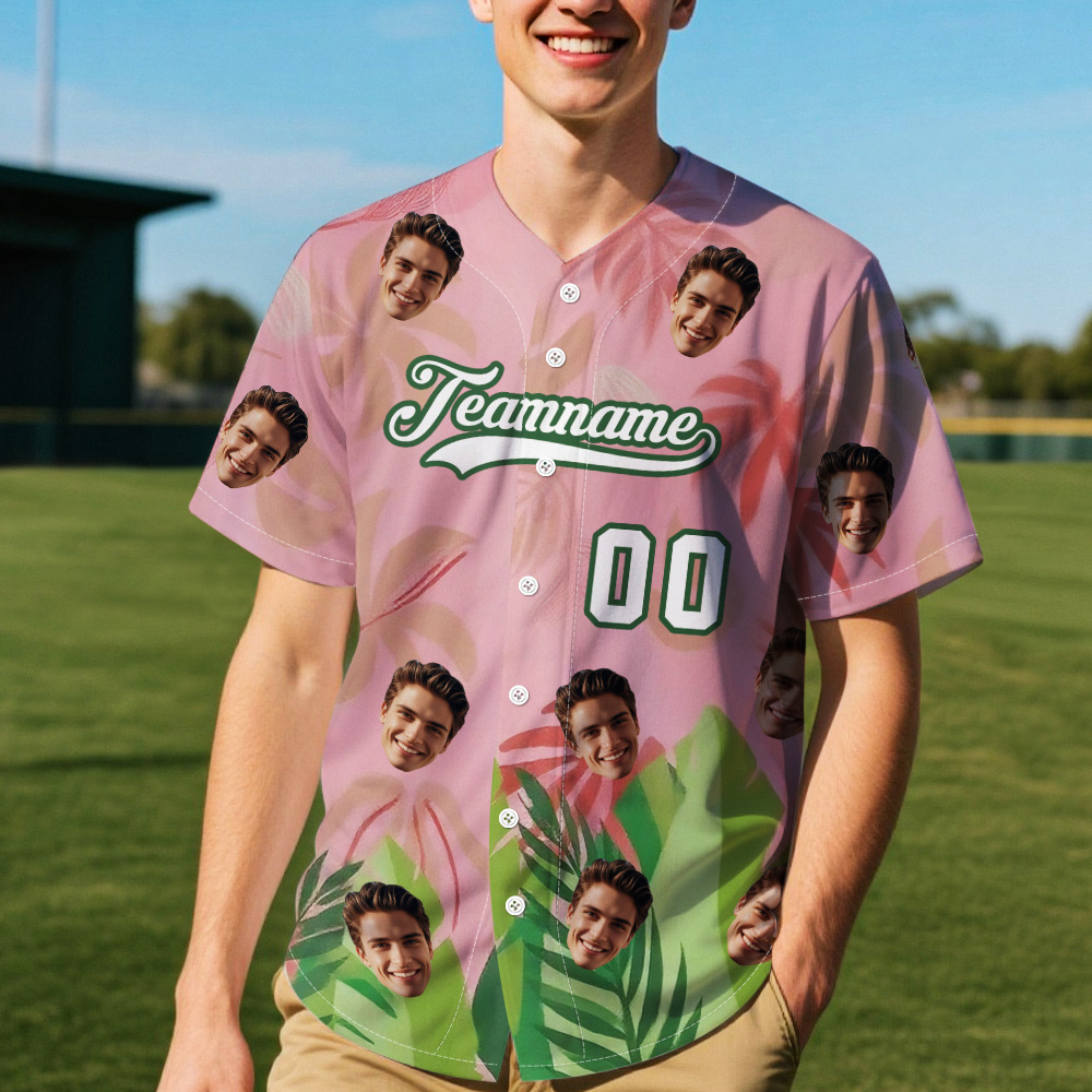 Custom Vacation Vibes Hawaiian Baseball Custom Jersey with Tropical Elements Print - makephotopuzzleuk