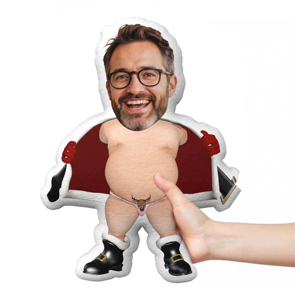 Christmas Presents for Girlfriend Custom Face On Pillow Cartoon Body Pillow Personalised Photo Gift - Christmas Santa Claus Minime Doll