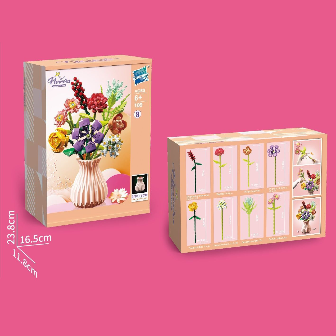 Christmas Flower Bouquet Building Blocks with Vase Eternal Bloom Gift Home Décor