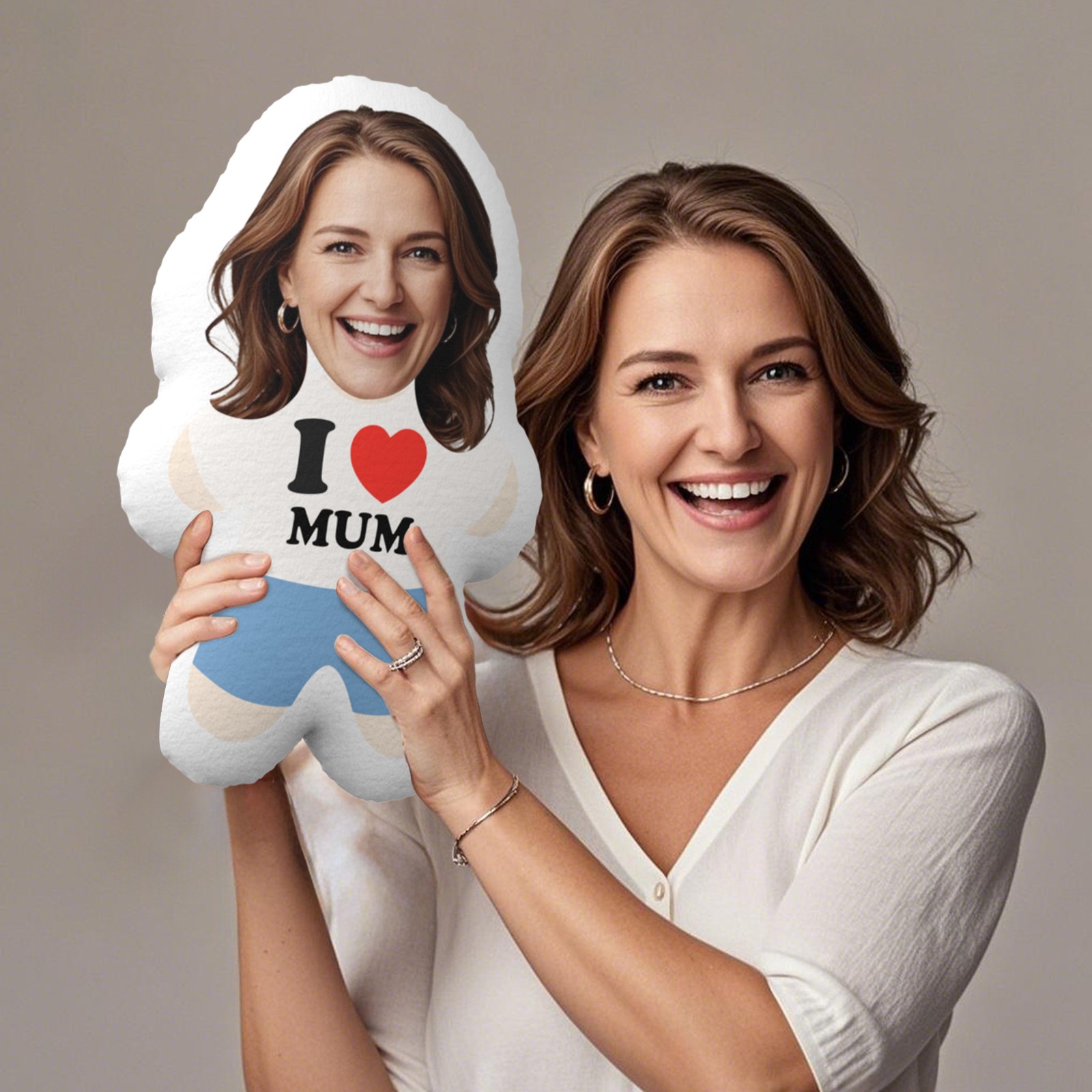 Personalised Teddy with Photo For Mothering Sunday Teddy Custom Name Personalised Mini Me Pillow Mother's Day Gift for Mum