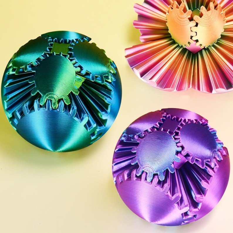 3D Printed Gear Ball Sphere Fidget-Transformable Desk Toy, Colorful Gradient, Christmas Birthday Cool Gifts for Dad Kids boy girl Ruvenbal - makephotopuzzleuk