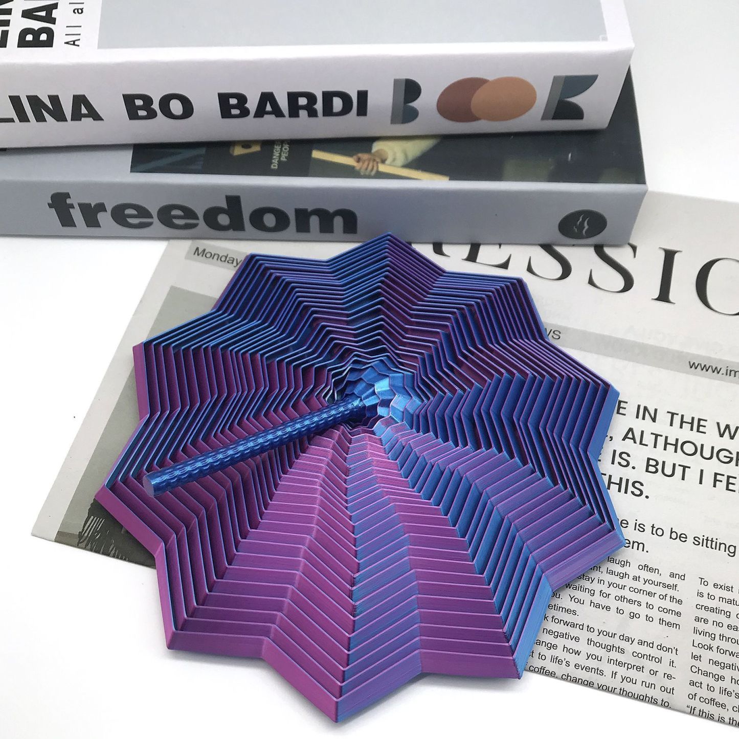 Fidget Star with Handle: Hypnotic Visual & Sound Stress Relief Spinner, 3D Printed Desk Toy - makephotopuzzleuk