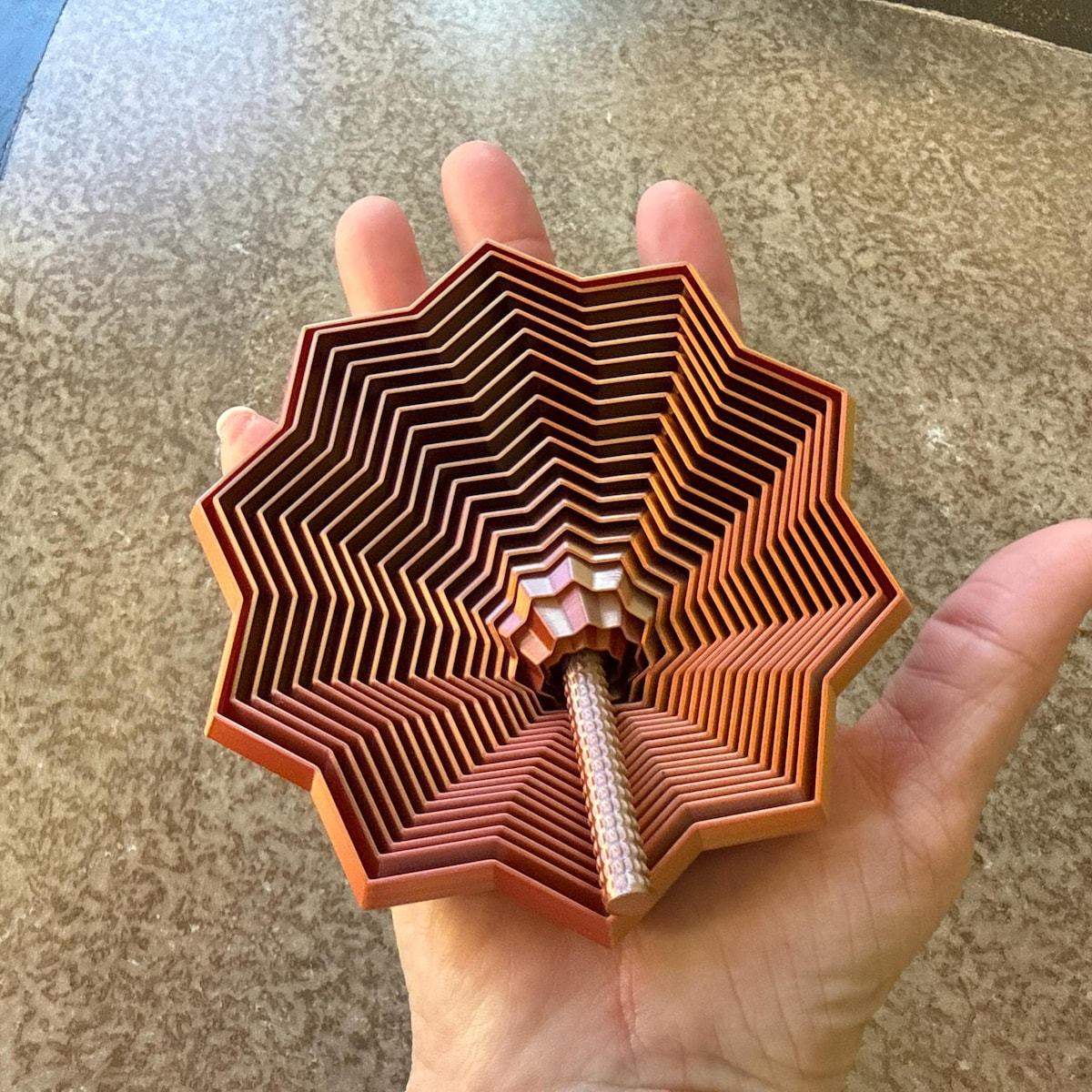 Fidget Star with Handle: Hypnotic Visual & Sound Stress Relief Spinner, 3D Printed Desk Toy - makephotopuzzleuk