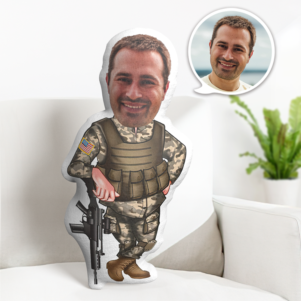 Custom Face Pillow Personalized Face Doll United States Marine Corps Doll MiniMe Pillow Gifts for Him - makephotopuzzleuk