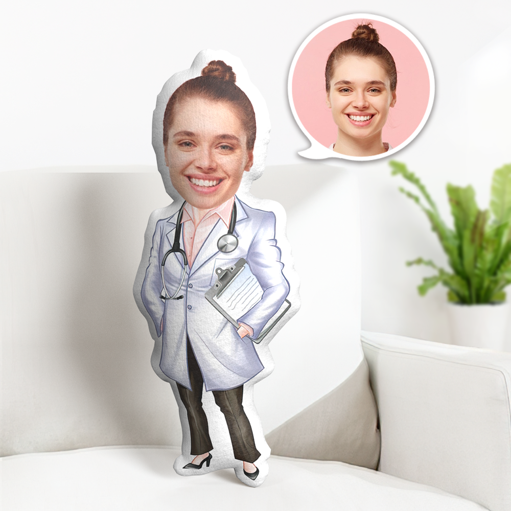 Custom Face Pillow Personalized Face Doll Female Doctor Doll MiniMe Pillow Gifts for Her - makephotopuzzleuk