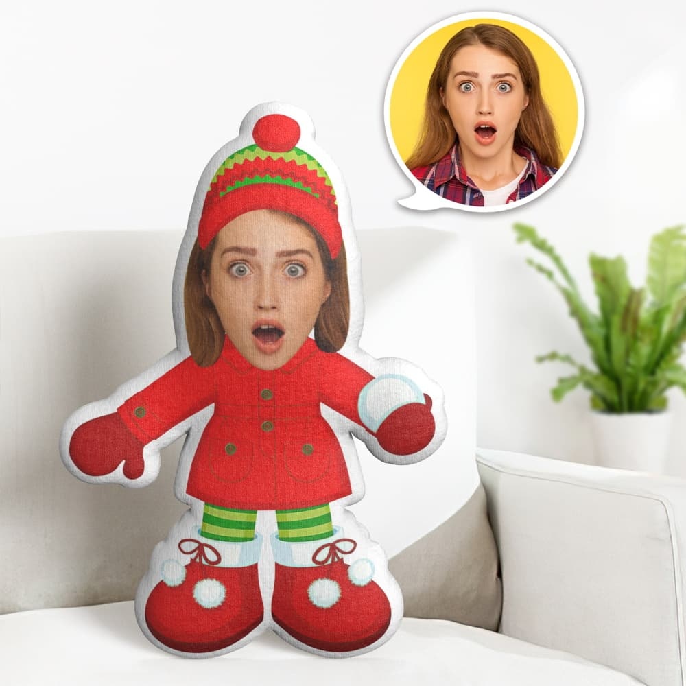 Custom Face Pillow Personalised Photo Pillow Christmas Wool Hat MiniMe Pillow Gifts for Christmas - makephotopuzzleuk