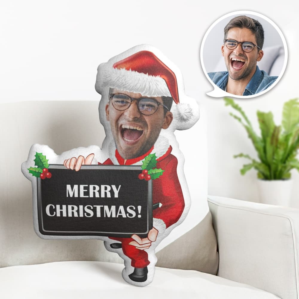 Custom Face Pillow Personalised Photo Pillow Christmas Blackboard MiniMe Pillow Gifts for Christmas - makephotopuzzleuk