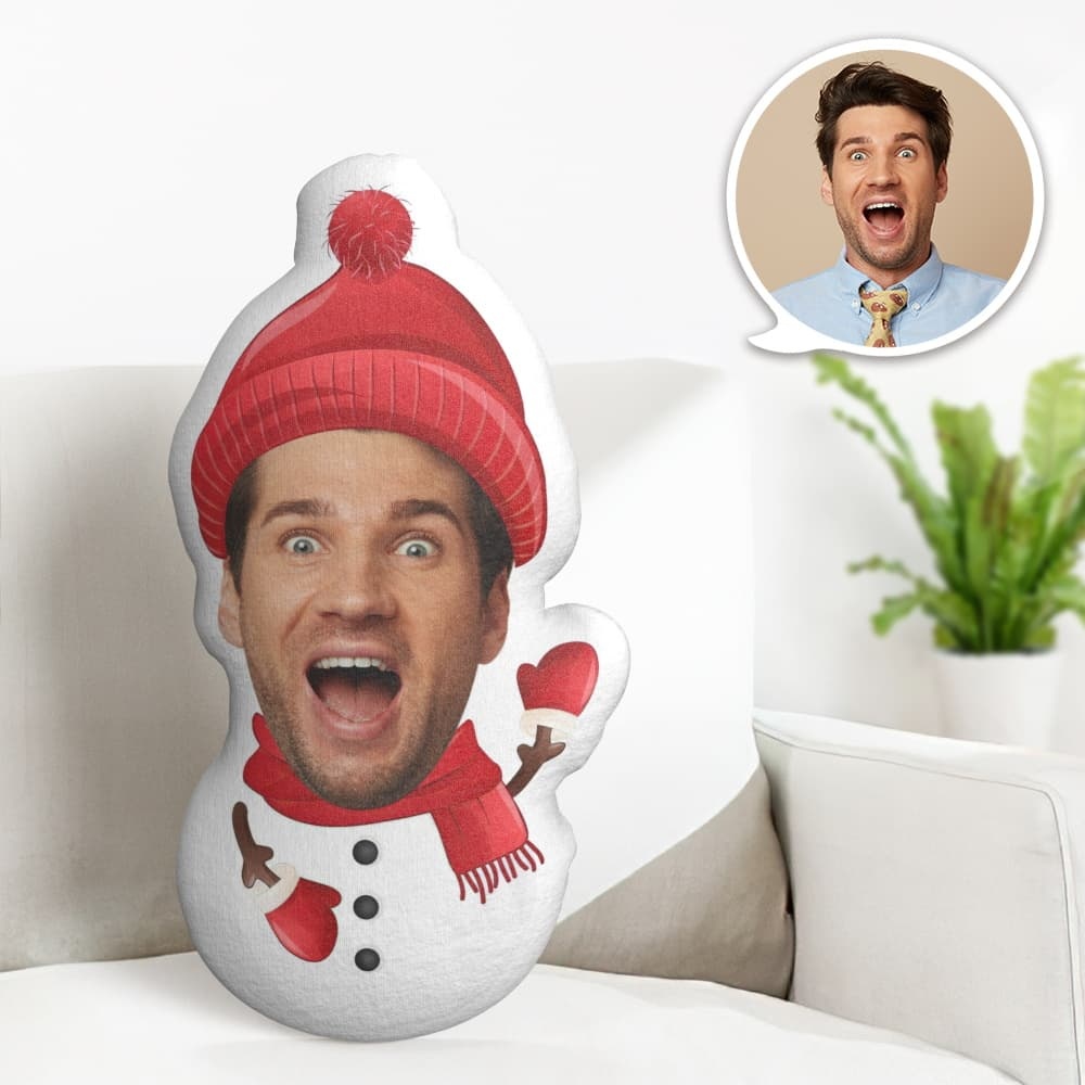 Custom Face Pillow Personalised Photo Pillow Fat Snowman MiniMe Pillow Gifts for Christmas - makephotopuzzleuk