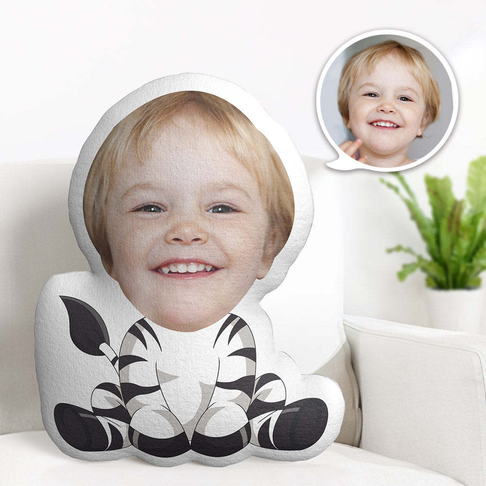 Custom Face Pillow Personalised Photo Pillow Striped Cattle MiniMe Pillow Gifts for Kids - makephotopuzzleuk