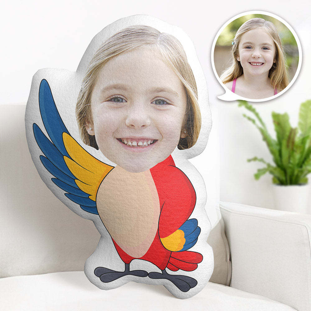 Custom Face Pillow Personalised Photo Pillow Parrot MiniMe Pillow Gifts for Kids - makephotopuzzleuk