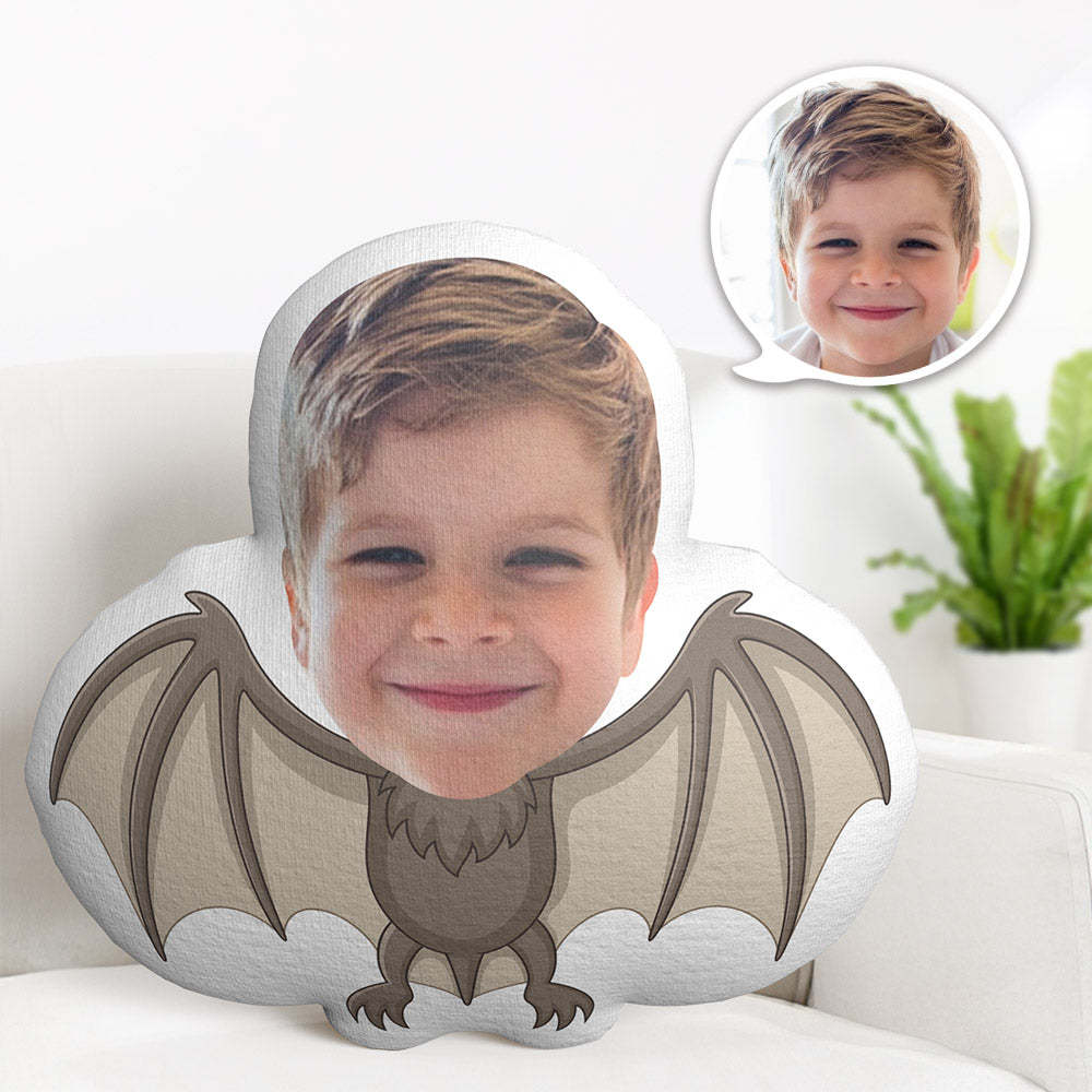 Custom Face Pillow Personalised Photo Pillow Bat MiniMe Pillow Gifts for Kids - makephotopuzzleuk