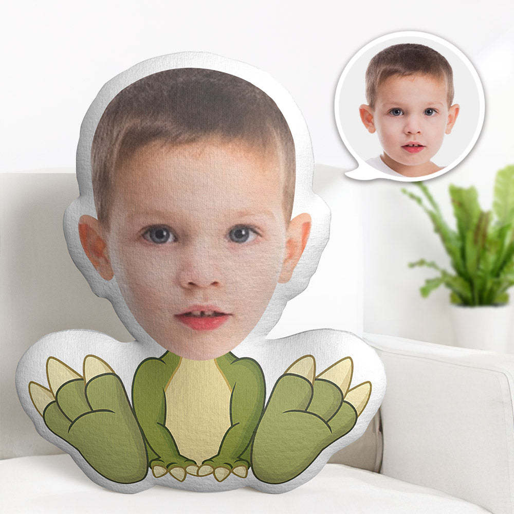 Custom Face Pillow Personalised Photo Pillow Sitting Green Dragon MiniMe Pillow Gifts for Kids - makephotopuzzleuk