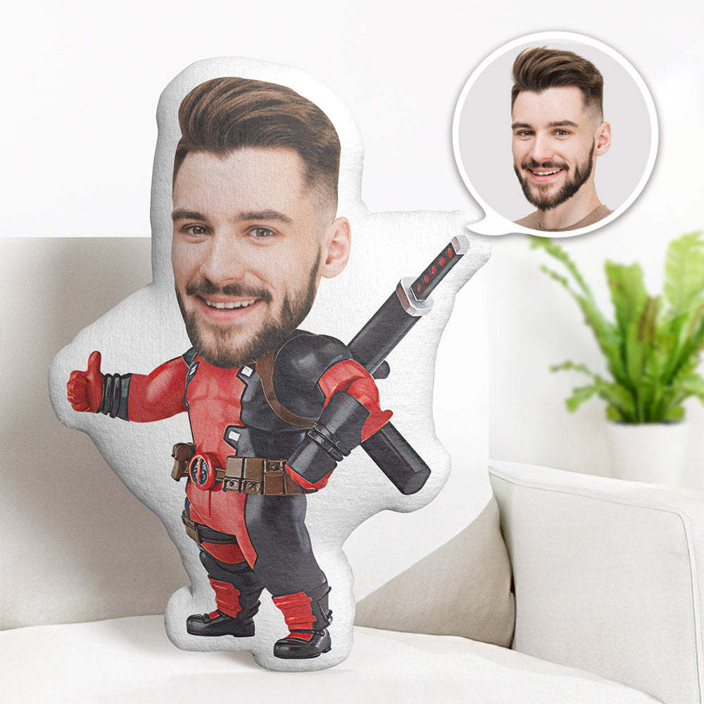 Custom Face Pillow Personalised Photo Pillow Deadpool MiniMe Pillow Gifts for Him - makephotopuzzleuk
