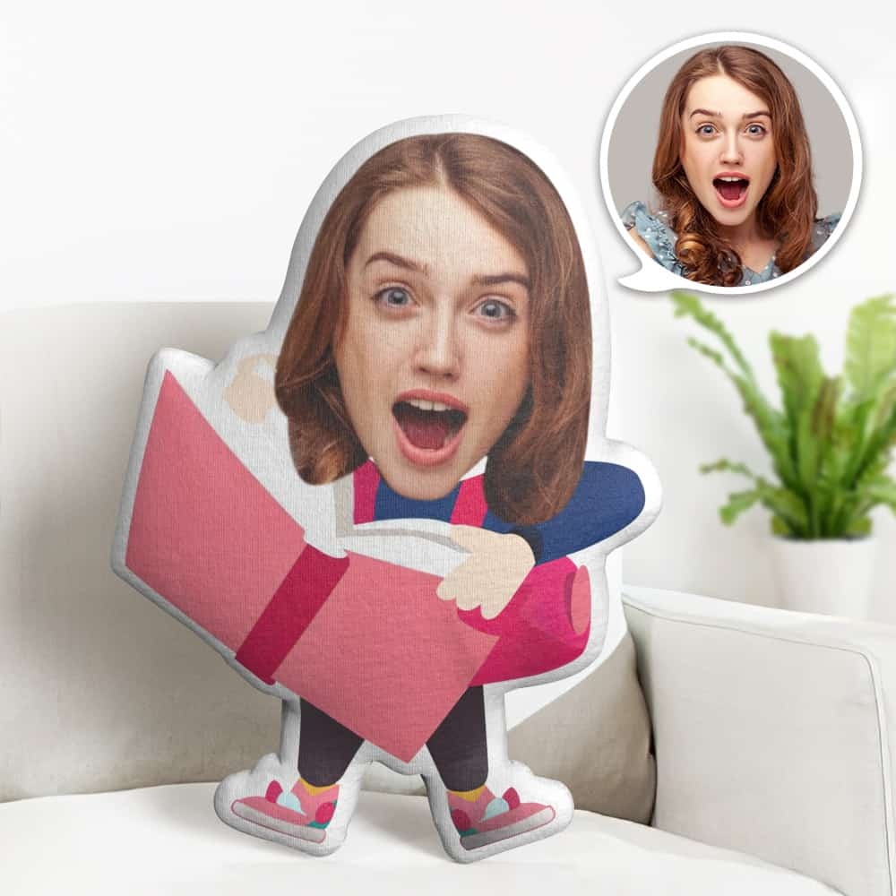 Valentine's Day Gift Custom Face Pillow, Book Girl Face Doll, the Best Gift for Lover - makephotopuzzleuk