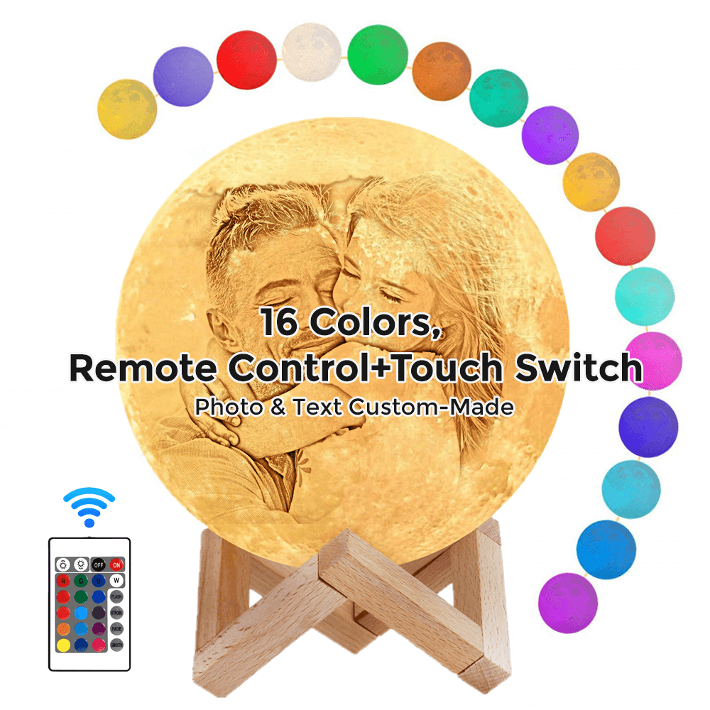 Personalized Photo Moon Lamp 3D Printing, Engraved Lamp(10CM-15CM) - makephotopuzzleuk