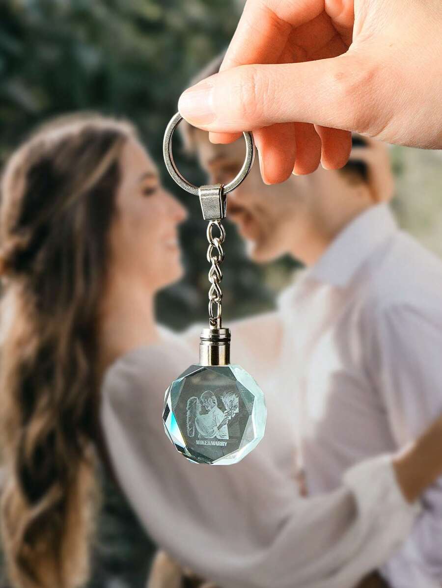 Custom Photo Crystal Keychain Anniversary Couple Keepsake Crystal Keychain Photo Gifts - makephotopuzzleuk