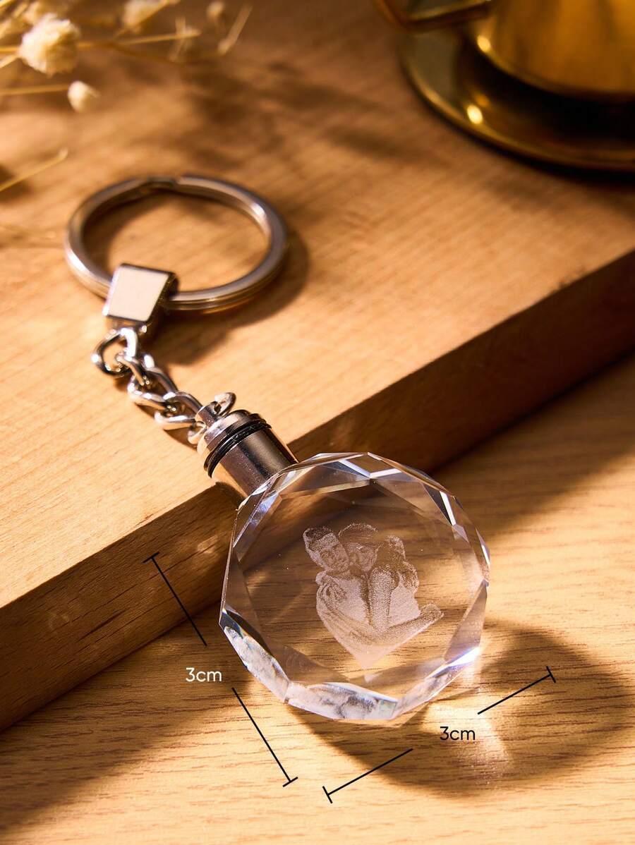 Custom Photo Crystal Keychain Anniversary Couple Keepsake Crystal Keychain Photo Gifts - makephotopuzzleuk