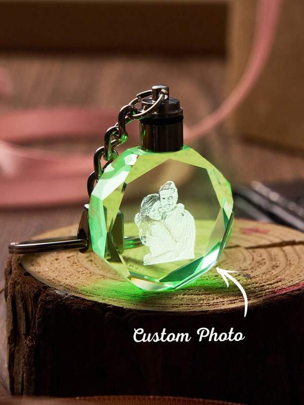 Custom Photo Crystal Keychain Anniversary Couple Keepsake Crystal Keychain Photo Gifts - makephotopuzzleuk