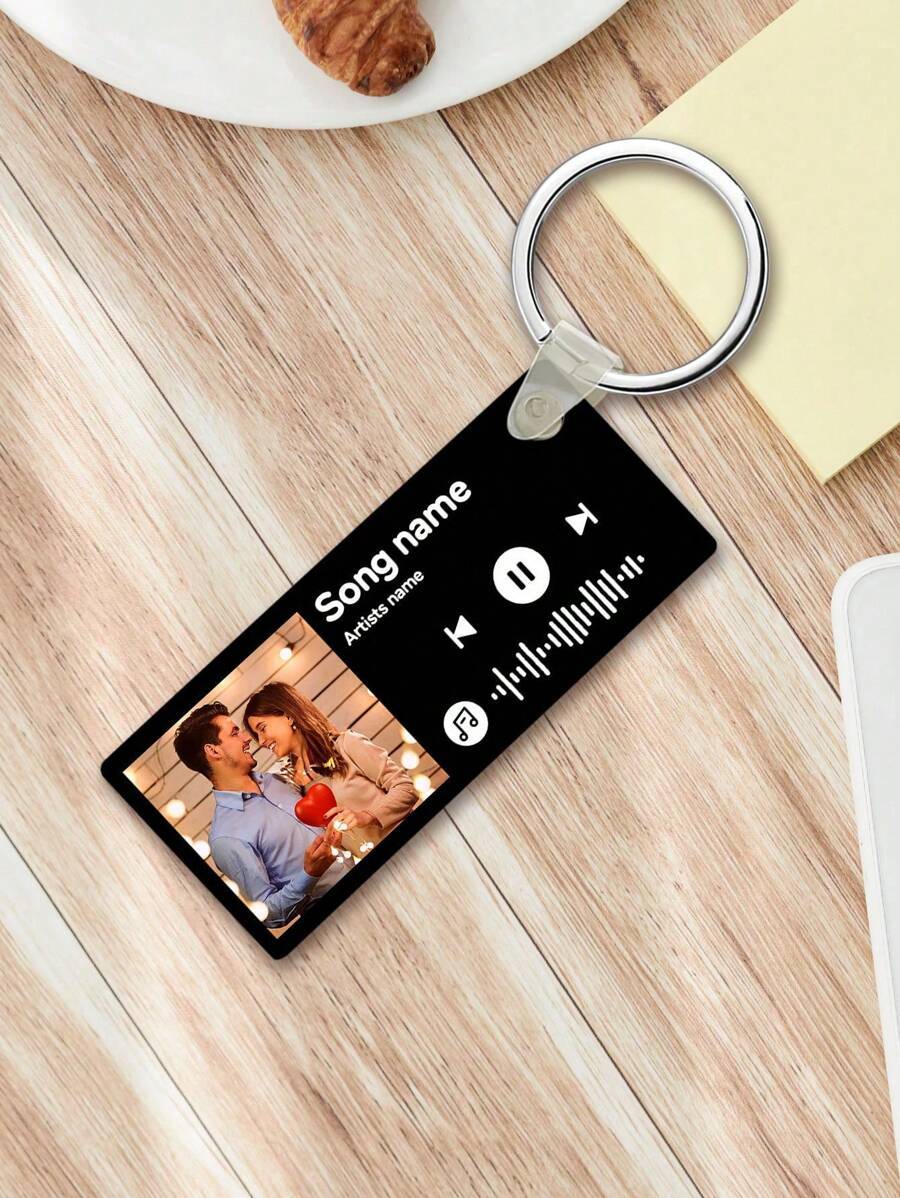 Custom Spotify Photo Keychain With Engraving Keychain Music Code Plaque Keychain Gifts For Couples - makephotopuzzleuk