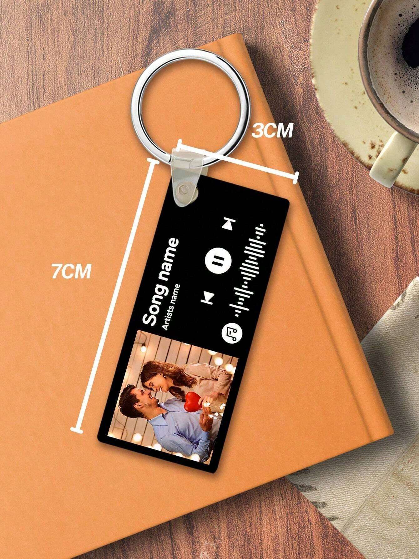 Custom Spotify Photo Keychain With Engraving Keychain Music Code Plaque Keychain Gifts For Couples - makephotopuzzleuk