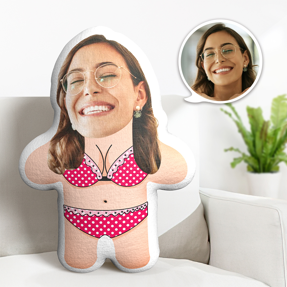 Custom Minime Throw Pillow Pink Heart Bra Funny Pillow Personalised Photo Minime Pillow