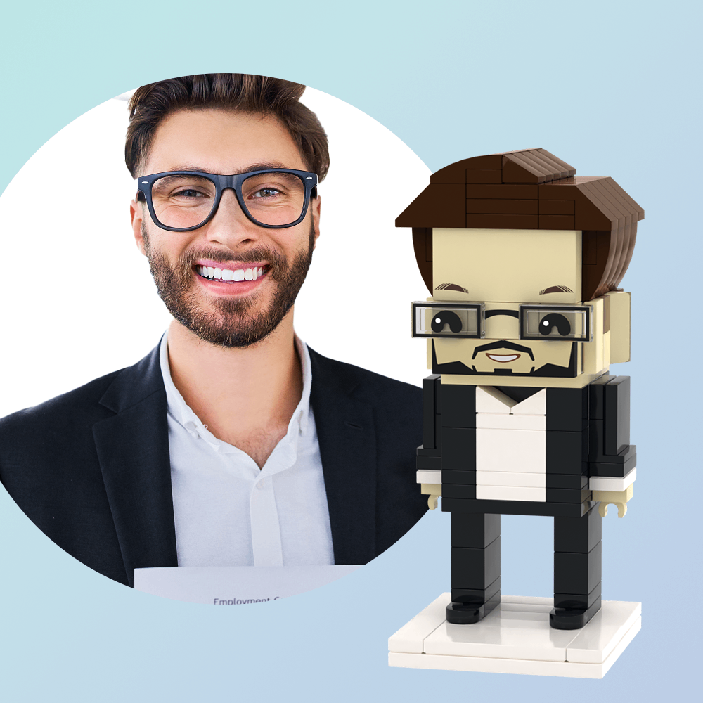Fully Body Customizable 1 Person Detailed Version Custom Brick Figures Small Particle Block Toy Businessman in Suit