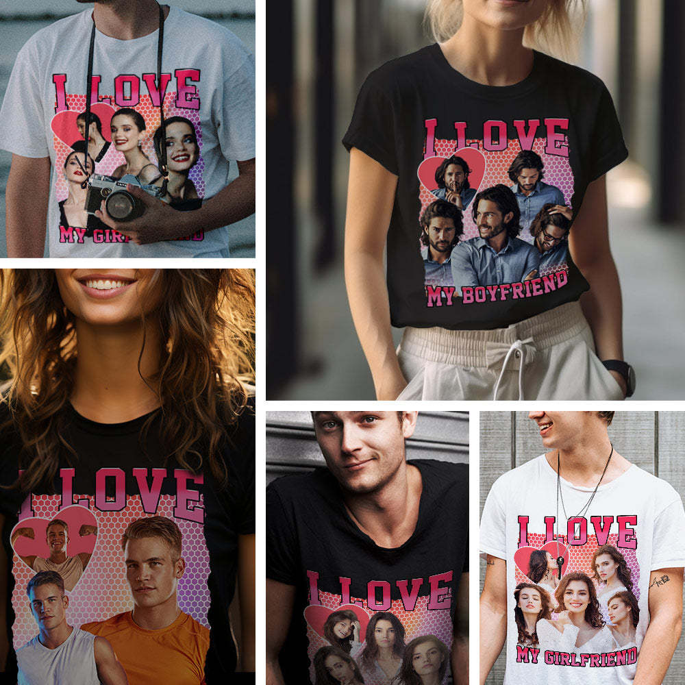 Custom Photo and Name Vintage Tee Personalized T-shirt Gifts for Him/Her - makephotopuzzleuk