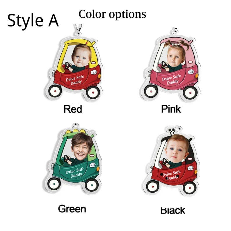 Customized Drive Safe Daddy Acrylic Car Hanger, Personalized Acrylic Car Hanger, 1st Fathers Day Gift for Husband - makephotopuzzleuk