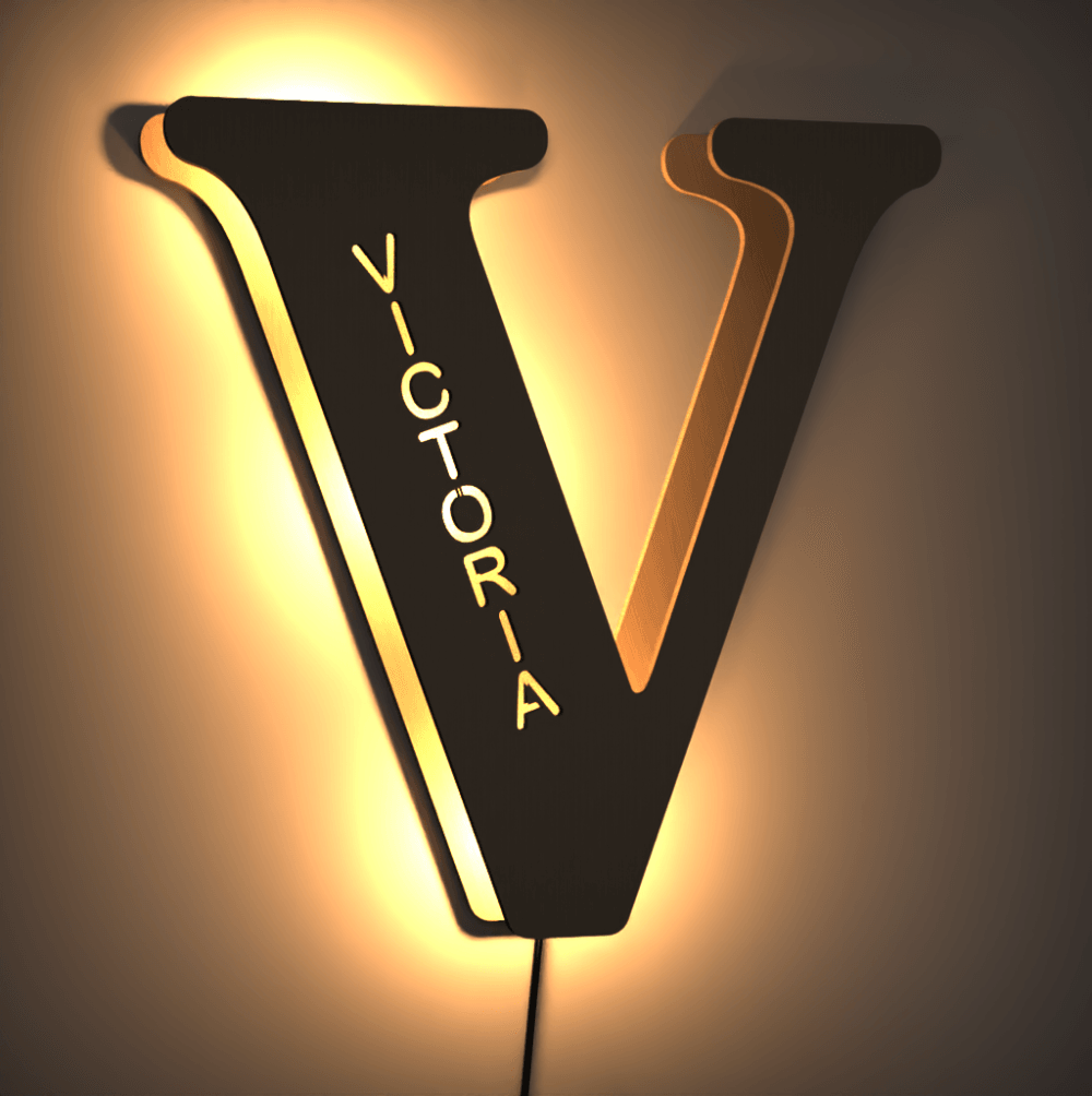 Personalized Wooden Up Letter I Name Sign Lamp Billboard Lamp Night Light