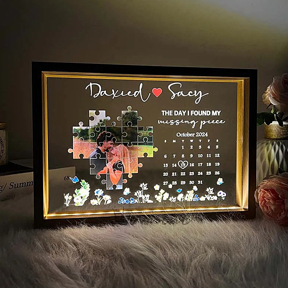 The Day I Found My Missing Piece Light Frame Personalized Gift - GiftLabuk