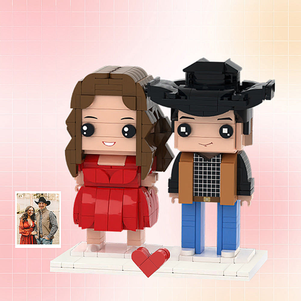 Customizable Fully Body 2 People Custom Brick Figures Denim Suit Brick Me Figures