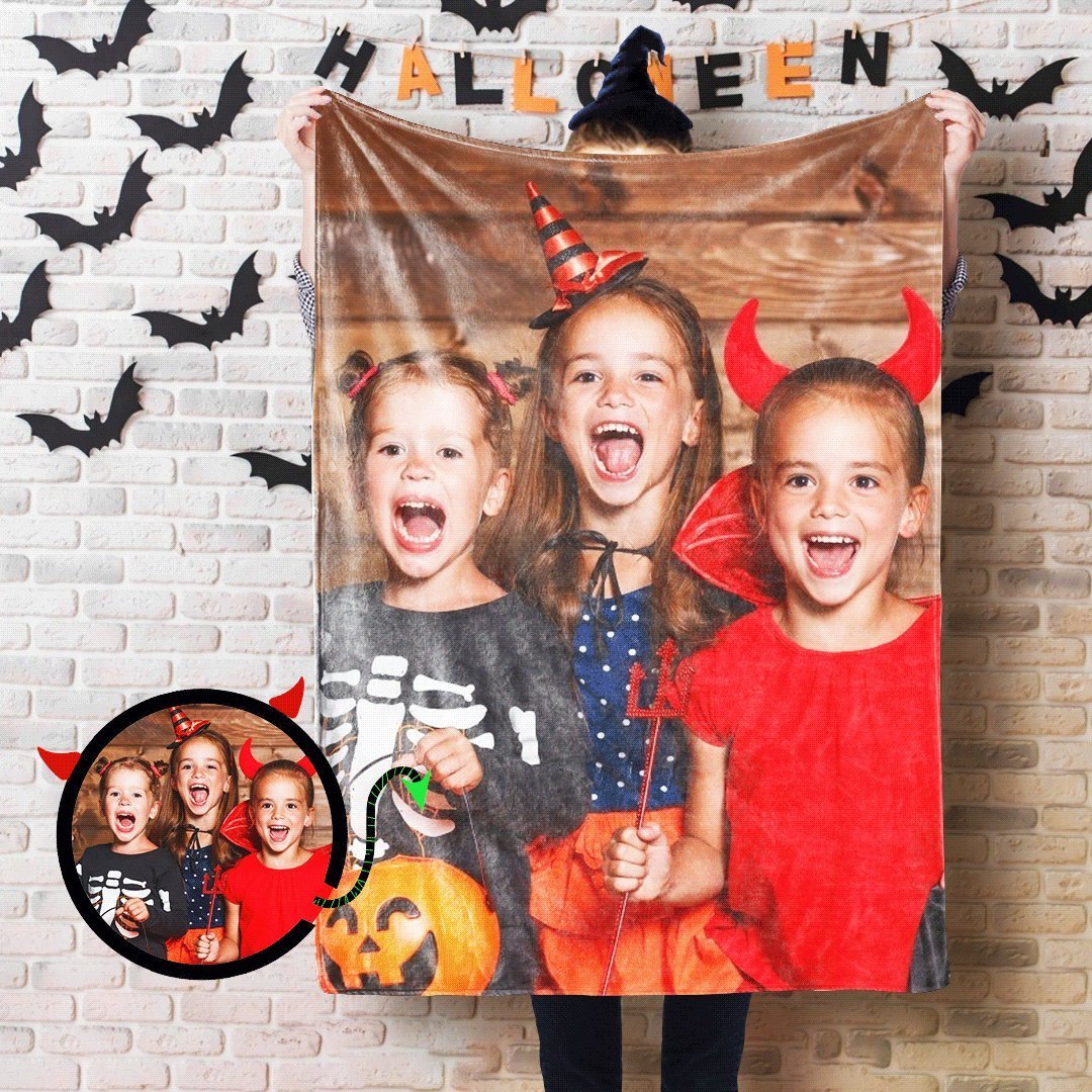 Halloween Gift Custom Photo Blankets Personalized Family Photo Blanket Festival Gift