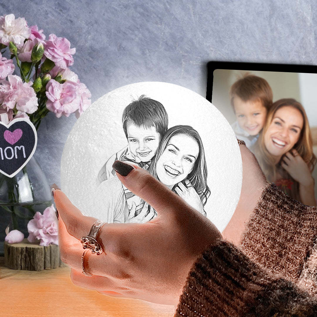 Gifts For Mom Moon Lamp Personalized Photo Light & Engraving Custom 3D Print Luna Painting Light for Her Date Night Ideas - makephotopuzzleuk