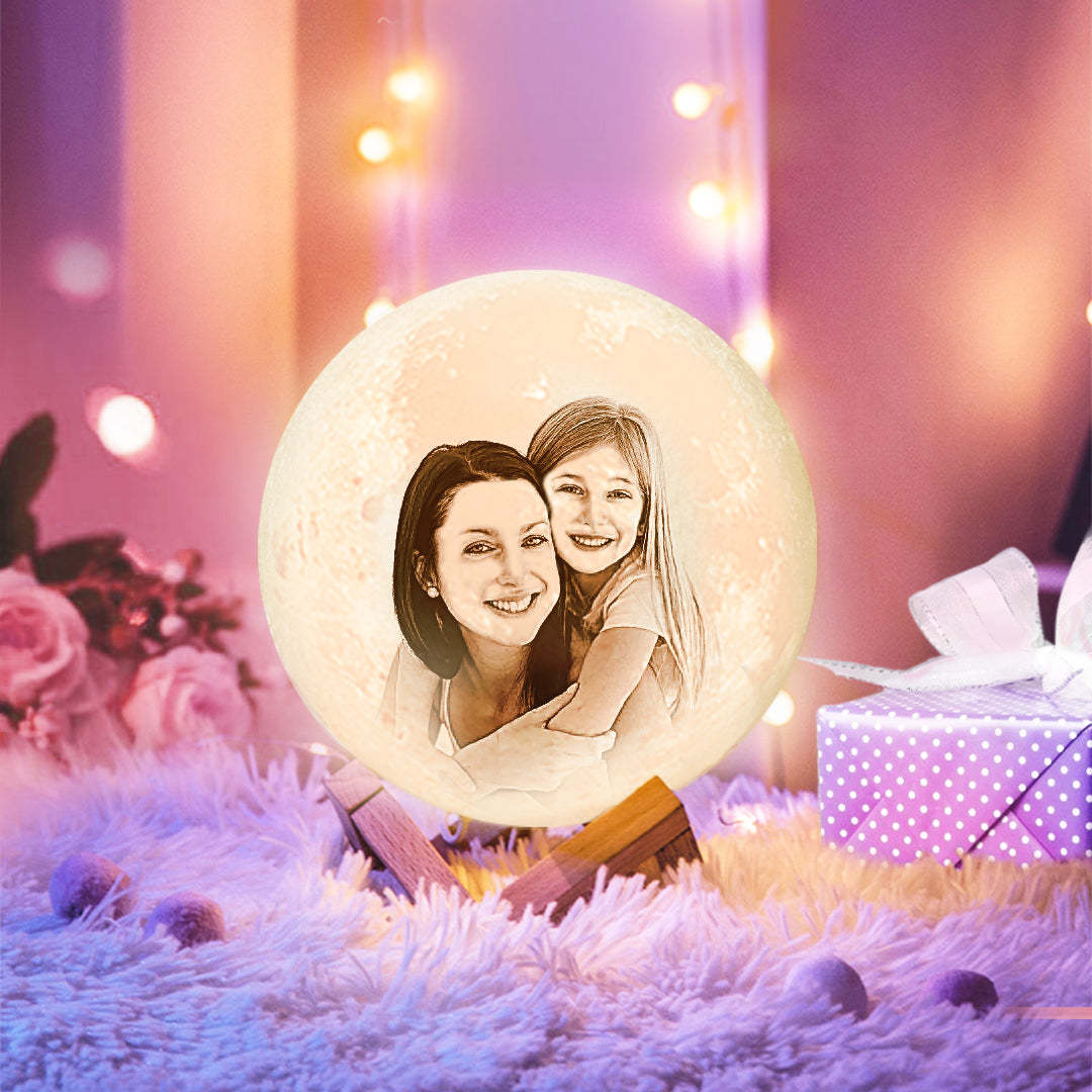 Gifts For Mom Moon Lamp Personalized Photo Light & Engraving Custom 3D Print Luna Painting Light for Her Date Night Ideas - makephotopuzzleuk