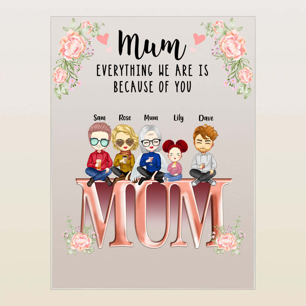 Personalised Acrylic Plaque Mother and Children Best Family Mother's Day Gifts