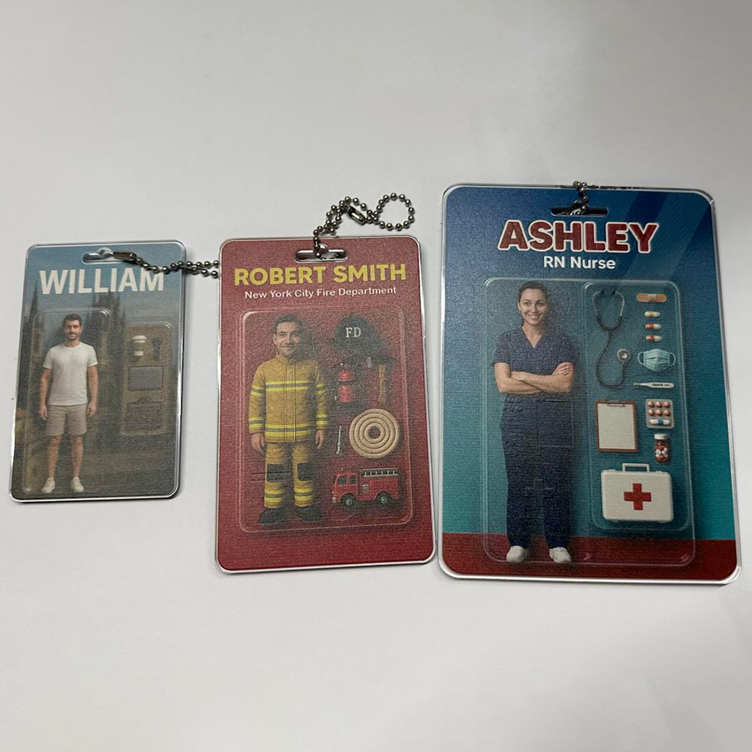 Custom Action Figure Pack Packaging Toy Box Style Art Gift Personalised Acrylic Car Hanger Gift for Mom