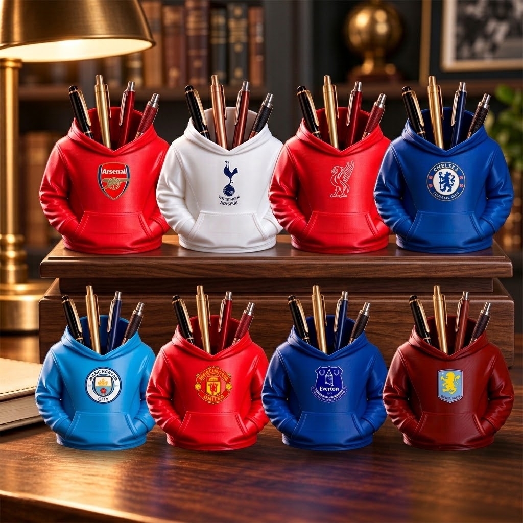 UK Football Hoodie Pen Holder 3D Printed Desk Organizer Soccer Fan Gift - makephotopuzzleuk