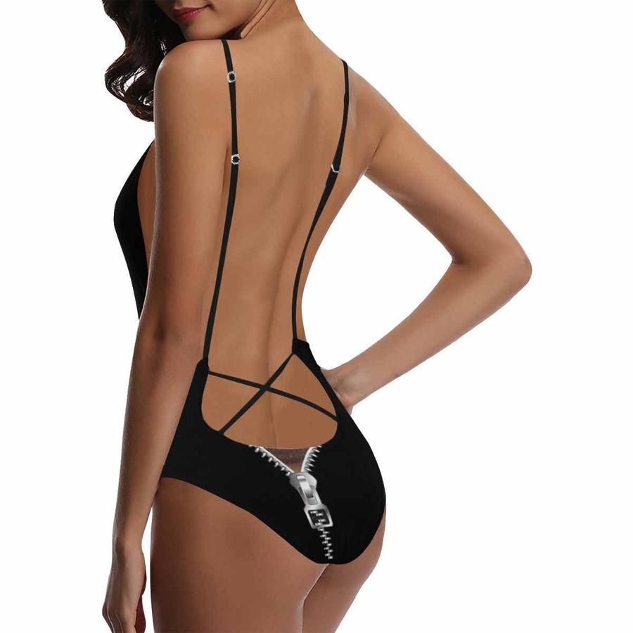 Custom Swimsuit Face Zipper Photo Women's One Piece Sexy Suit