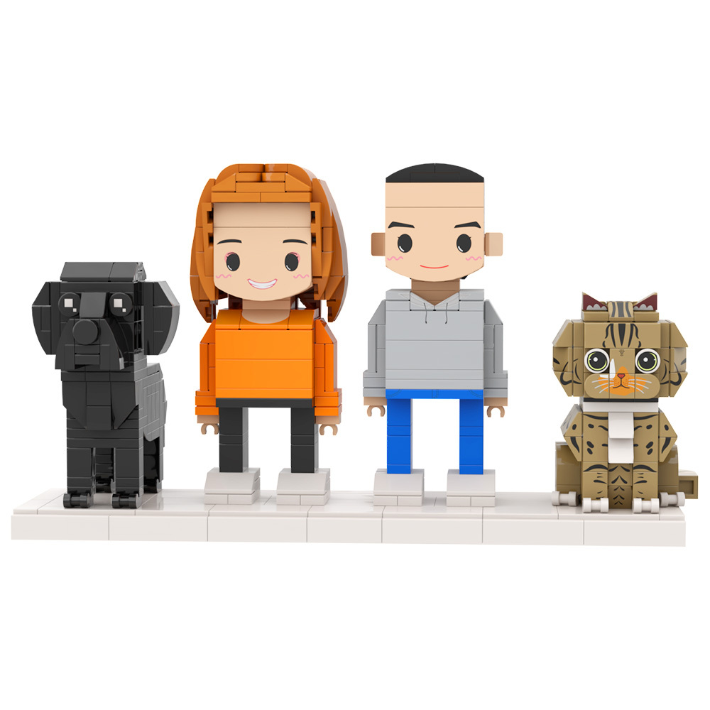 Personalized 1 People Fully Body People With Dog and Cat Pets Family Gifts