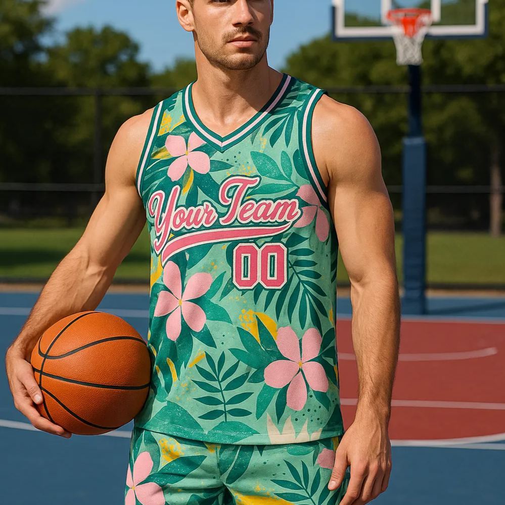 Custom Basketball Jersey with Name & Number Personalized Hawaii Floral Sports Tank Top - makephotopuzzleuk