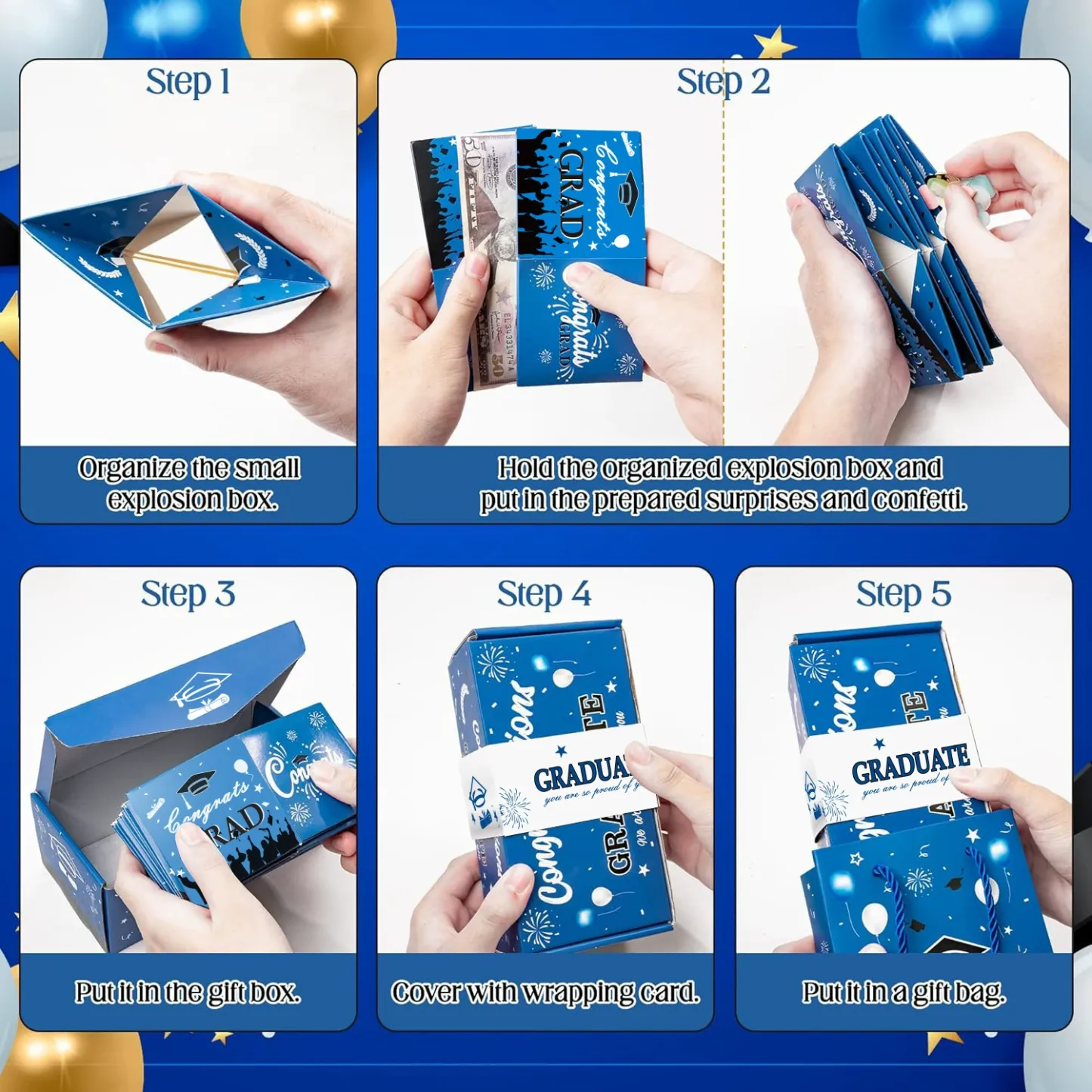 Graduation Explosion Gift Box Graduate Surprise Gift Boxes Exploding for Money Cash Holder for Congrats Grad Party - makephotopuzzleuk